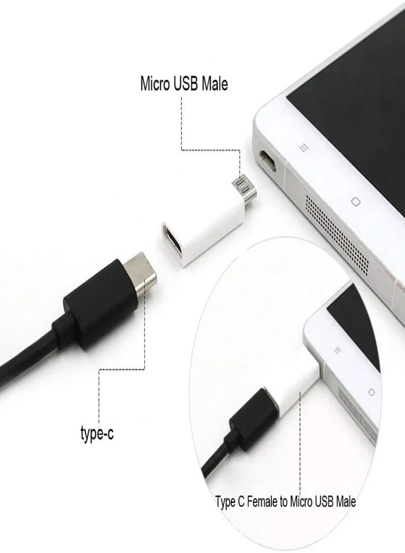 USB 3.1 Type-C Female to Micro USB Male Adapter – Data Sync & Charging Connector 2
