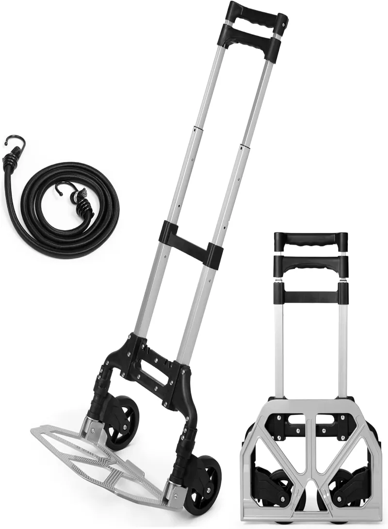 Folding Aluminium Hand Truck – Heavy Duty Foldable Moving Trolley on Wheels, 80kg Capacity