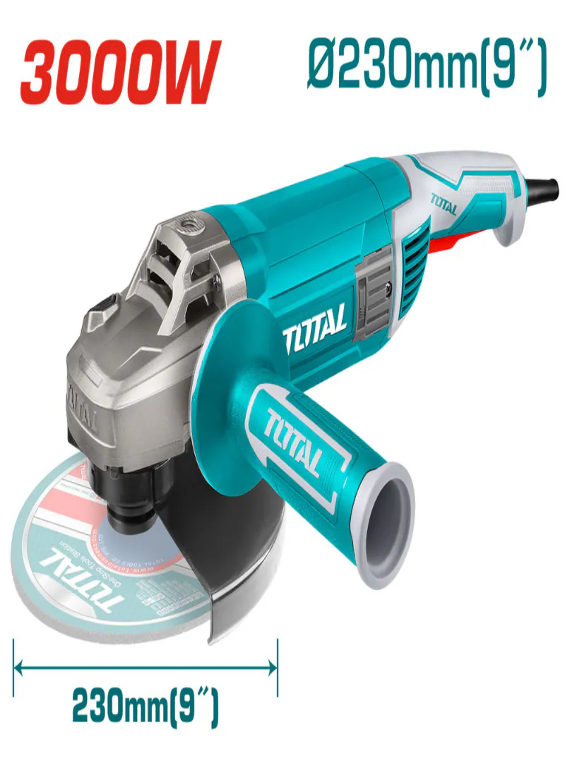 TOTAL 3000W Industrial Angle Grinder – 230mm Heavy Duty Grinder, 6300RPM