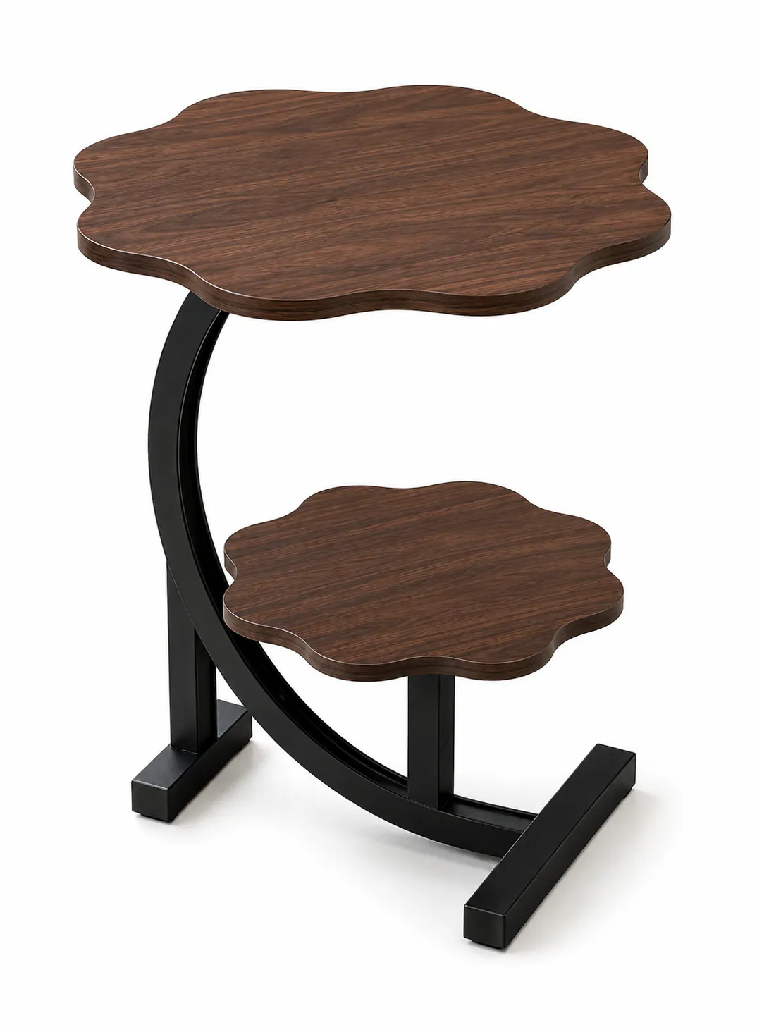 2-Tier C-Shaped Side Table with Marble-Look Shelves – 62 × 40 × 30 cm 3