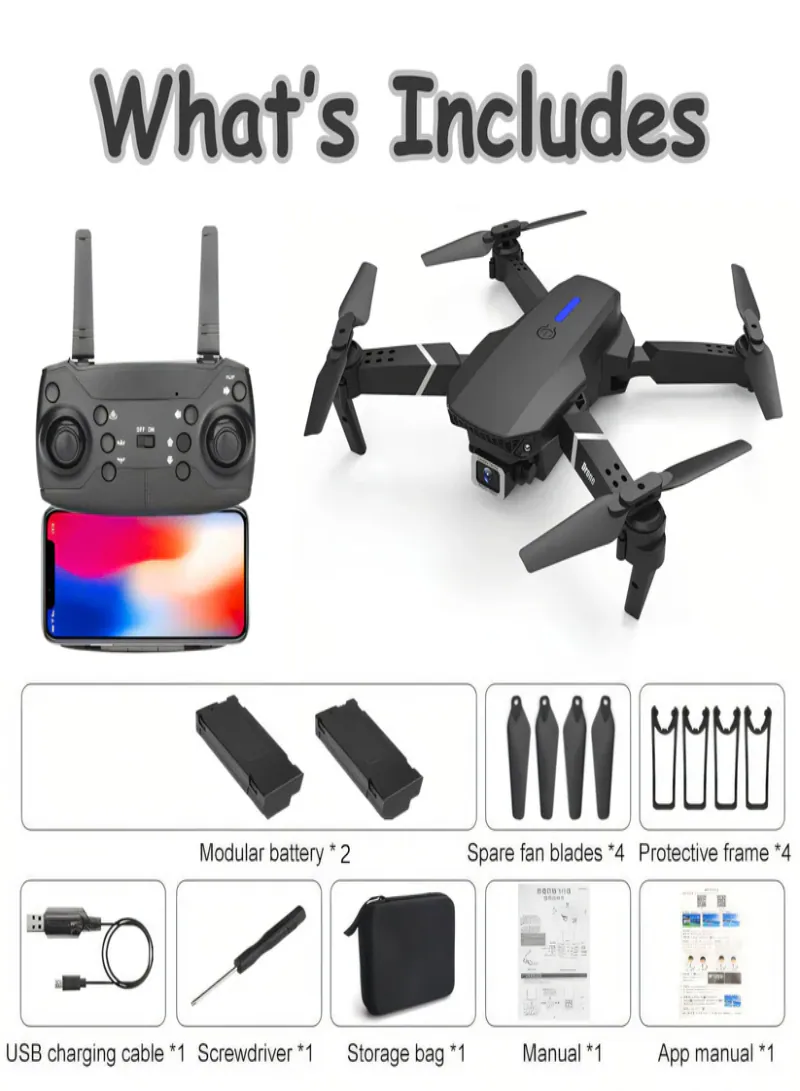 SGM-E88 4K Camera Drone – Foldable Dual Camera Drone with WiFi, Altitude Hold & 360° Rotation 2