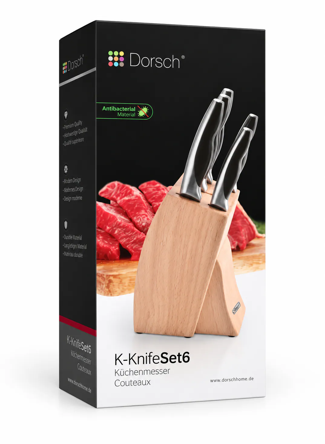 Dorsch 6 Pcs Curve Knives Set with Wooden Stand – Stainless Steel Kitchen Knife Set 2