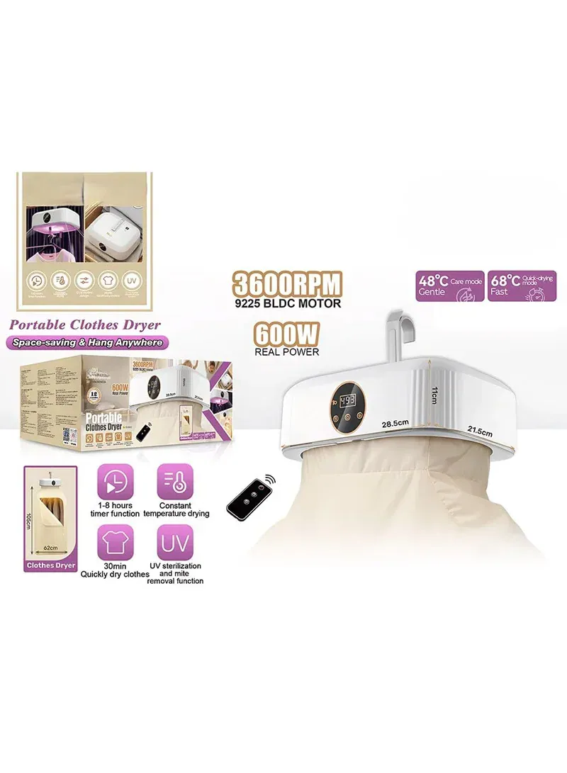 DSP KD6026 Portable Clothes Dryer 600W – Foldable Clothes Dryer with UV Sterilization & 10kg Capacity 8