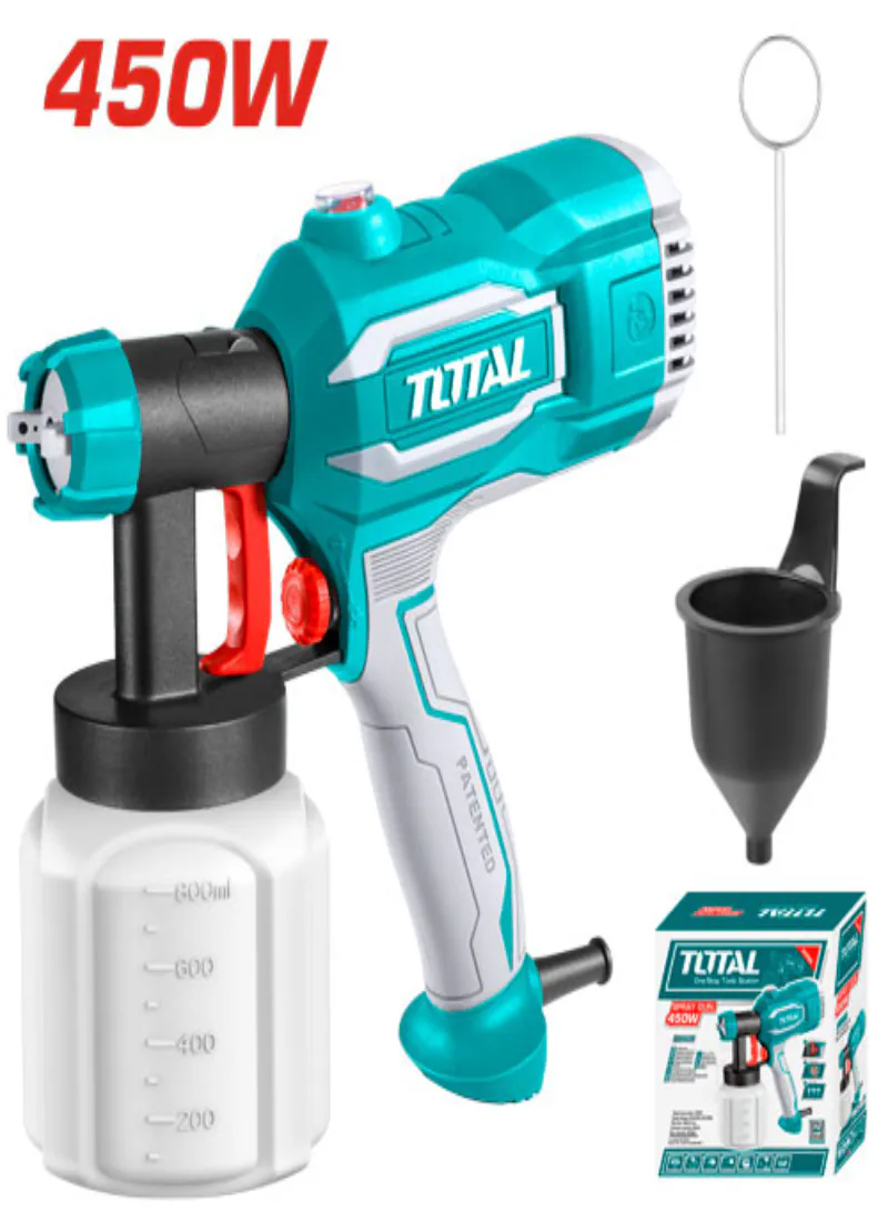 TOTAL 450W Electric Paint Spray Gun – 800ml, 380ml/min