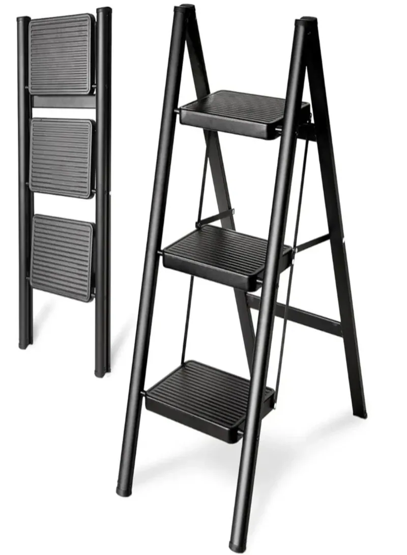 3 Step Folding Ladder with Anti-Slip Wide Pedals