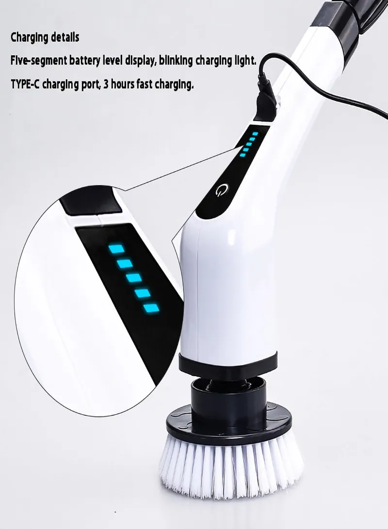 Electric Spin Scrubber 75W – Cordless Cleaning Brush with 8 Replaceable Heads, Digital Display & 2 Speeds 5