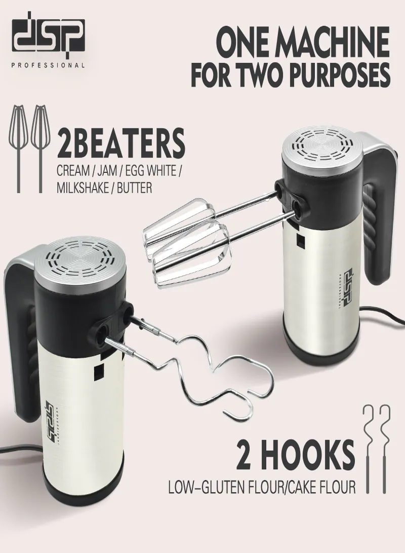 DSP KM2078 Electric Hand Mixer with Base – 400W Multi-Function 5-Speed Mixer 6