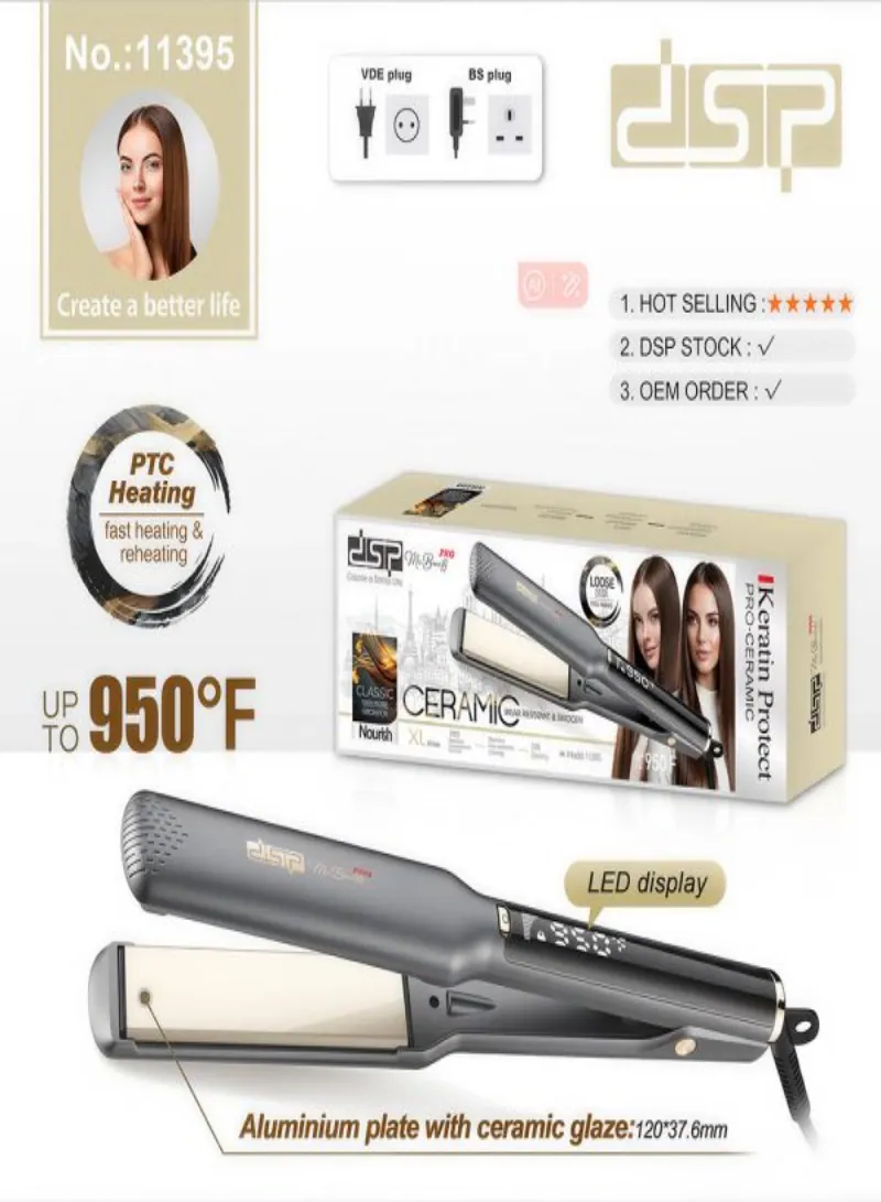 DSP 11395 Hair Straightener 55W – Professional Ceramic Flat Iron with LED Display 2