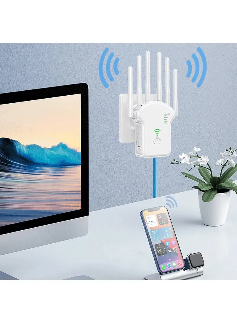 مقوي شبكة WiFi U13 بسرعة 300Mbps – راوتر ومكرر إشارة 3 في 1 مع 6 أنتينا وقابس EU 2