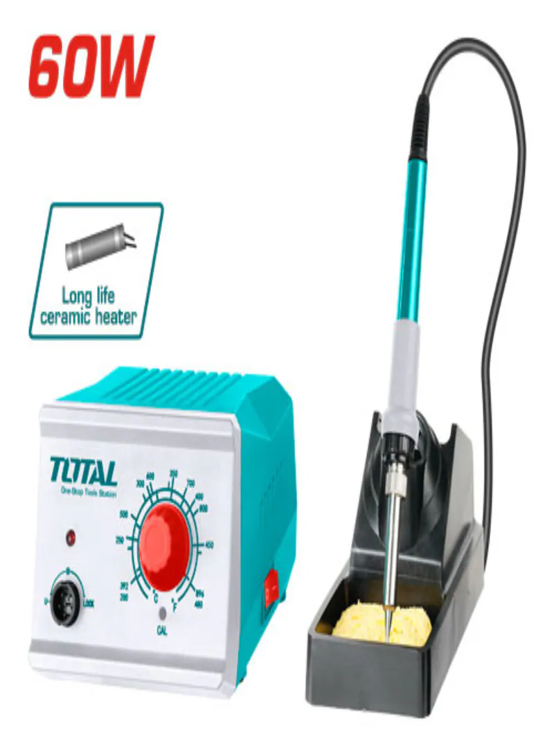 TOTAL 60W Soldering Station with Stand – Adjustable Temperature Soldering Iron with Ceramic Heating Element
