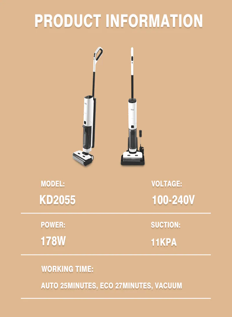 DSP KD2055 Pro 3-in-1 Cordless Floor Cleaner – 11KPa Self-Traction Vacuum Cleaner with Auto & ECO Modes 4