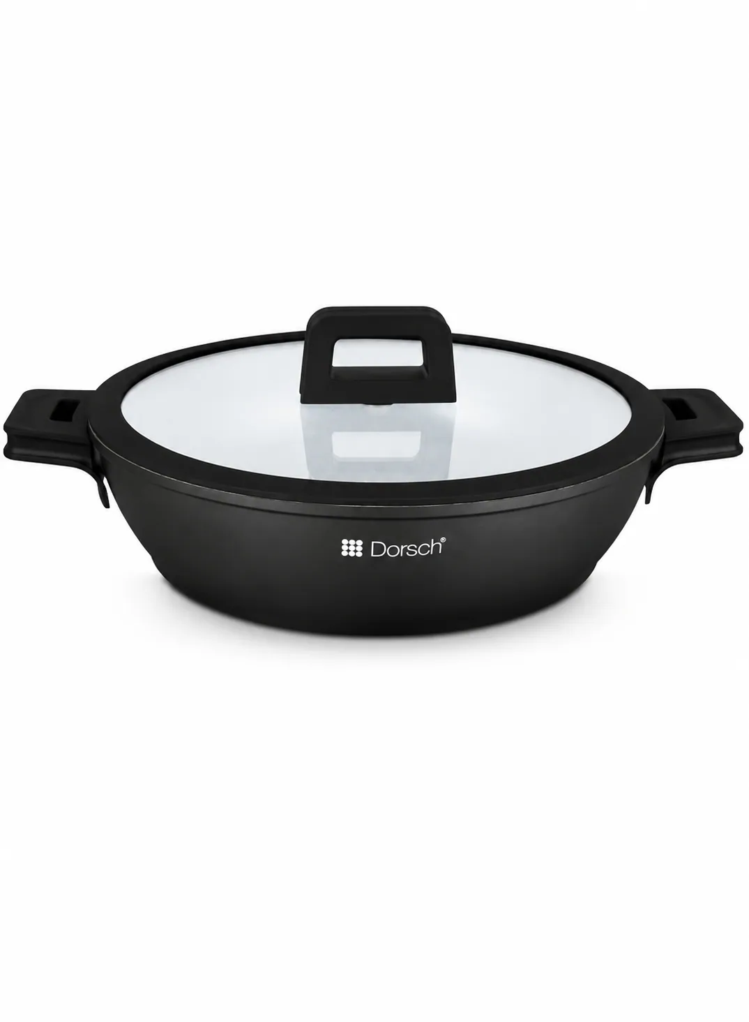 Dorsch Low Casserole Ø36cm | Marble Ceramic Non-Stick with Glass Lid