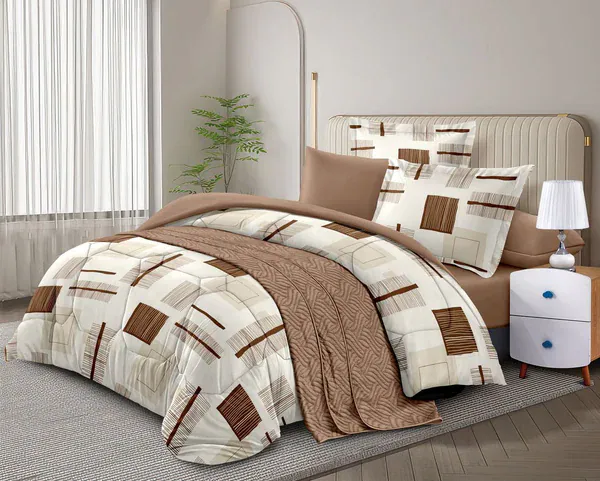 -14🛏️ طقم غطاء فخم – 7 / 6 قطع (مزيج قطن)