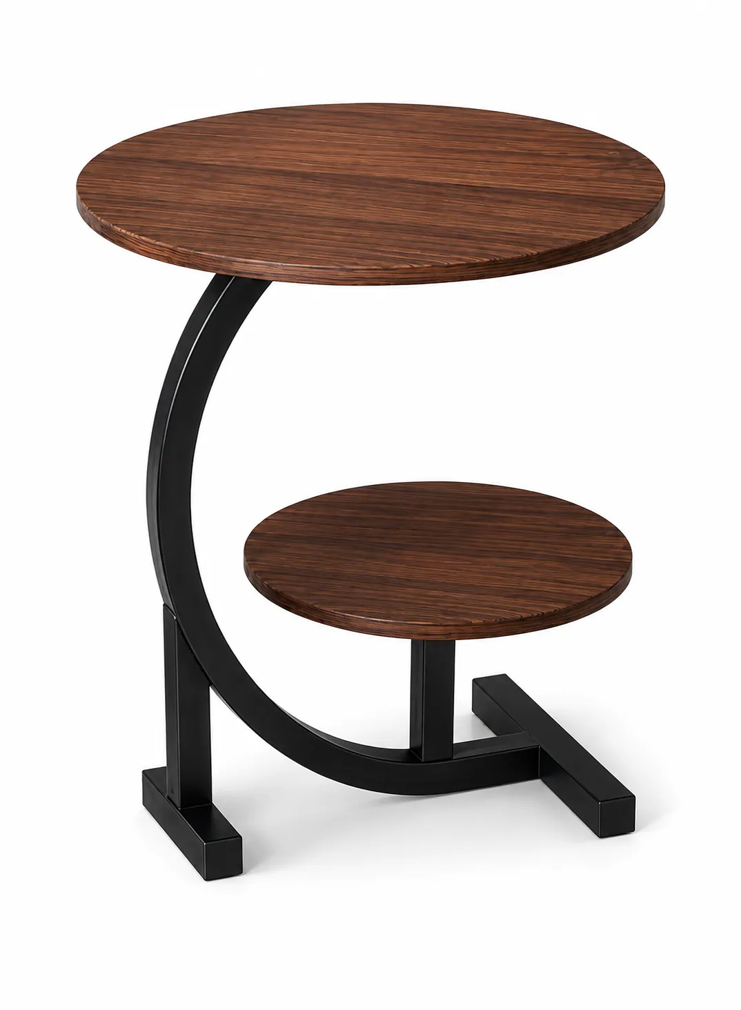 2-Tier C-Shaped Side Table with Storage Shelf – 62 × 40 × 30 cm 2