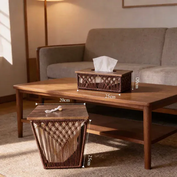 Elegant Woven Tissue Box Holder – Modern Decorative Tissue Organizer for Home-1