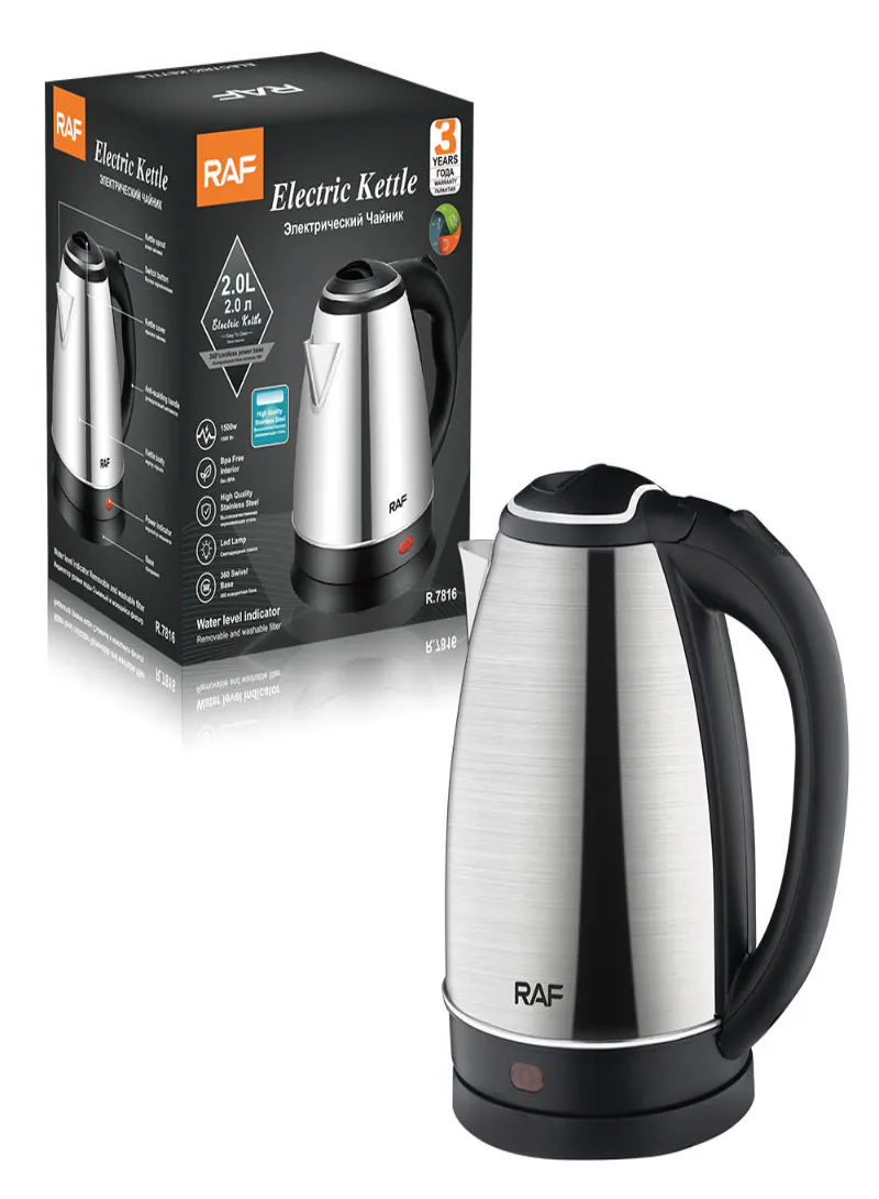 RAF 2L Electric Kettle – 1500W Stainless Steel Instant Water Heating Kettle