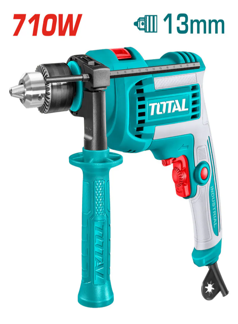 TOTAL 710W 13mm Impact Drill – Electric Hammer Drill with Variable Speed & Forward/Reverse Switch