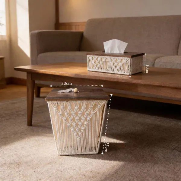 Elegant Woven Tissue Box Holder – Modern Decorative Tissue Organizer for Home-3