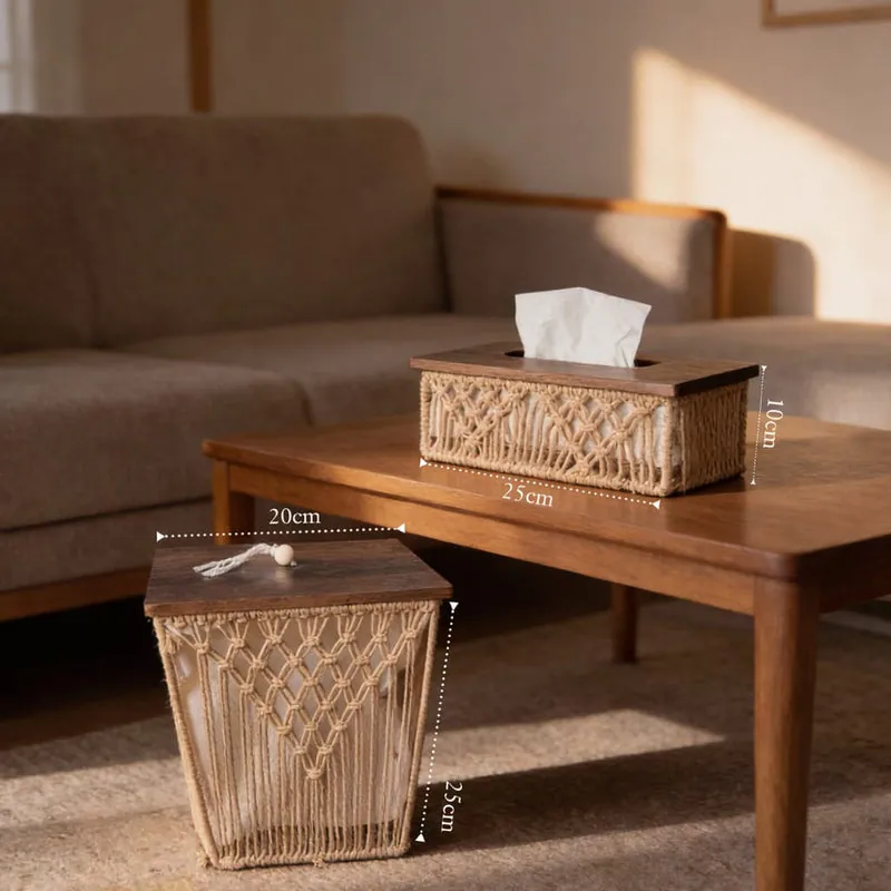 Elegant Woven Tissue Box Holder – Modern Decorative Tissue Organizer for Home 2
