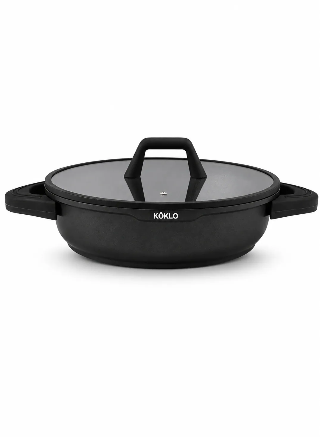 Köklo Shallow Pot 32 cm with Silicone Glass Lid | Premium Non-Stick