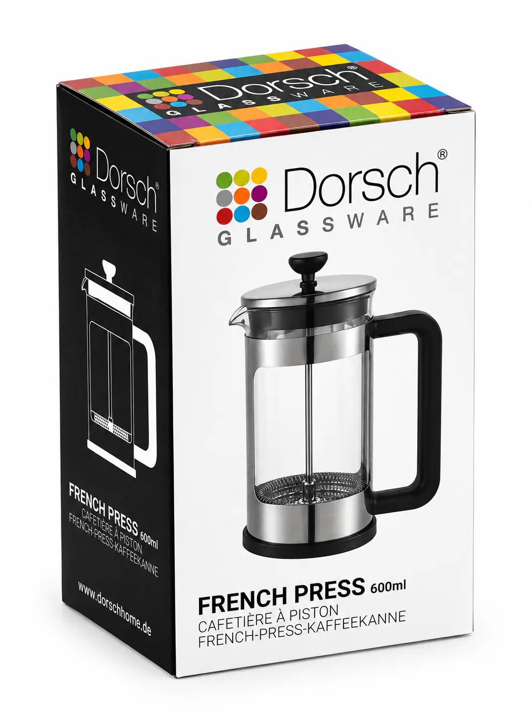 Dorsch 600ml Glass & Stainless Steel Coffee Press Kettle with Plastic Handle | Compact, Clean Brewing 2