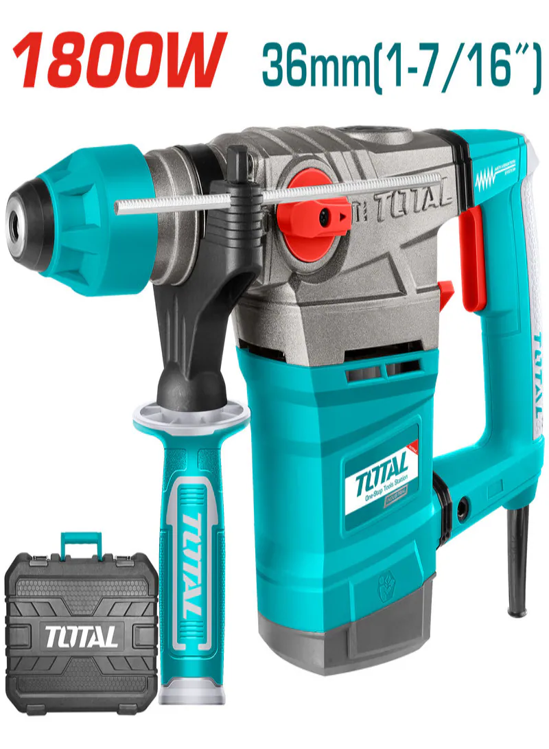 TOTAL SDS Plus Rotary Hammer Drill 1800W – 36mm Heavy-Duty Drill & Demolition Hammer with 7.0J Impact Energy