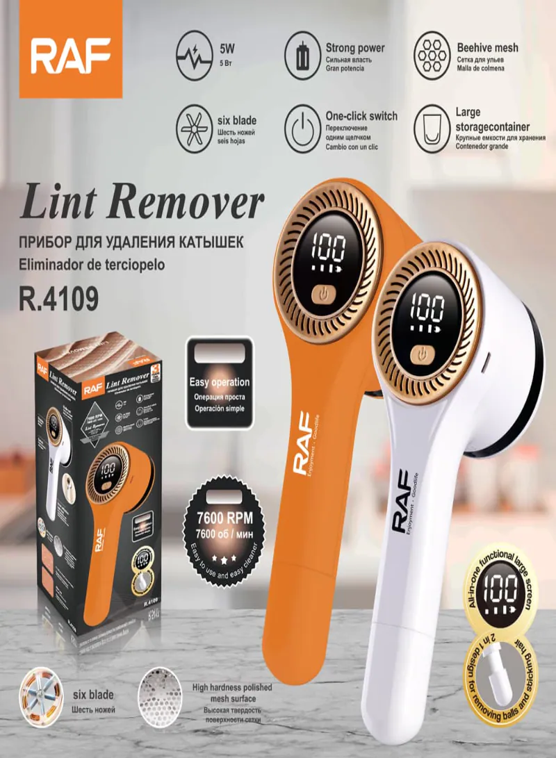RAF R.4109 Electric Lint Remover – Portable Fabric Shaver with LED Digital Display 3