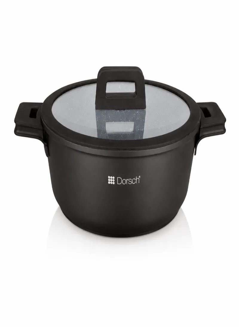 Dorsch Casserole Ø24cm – 4L | Marble Ceramic Non-Stick with Glass Lid