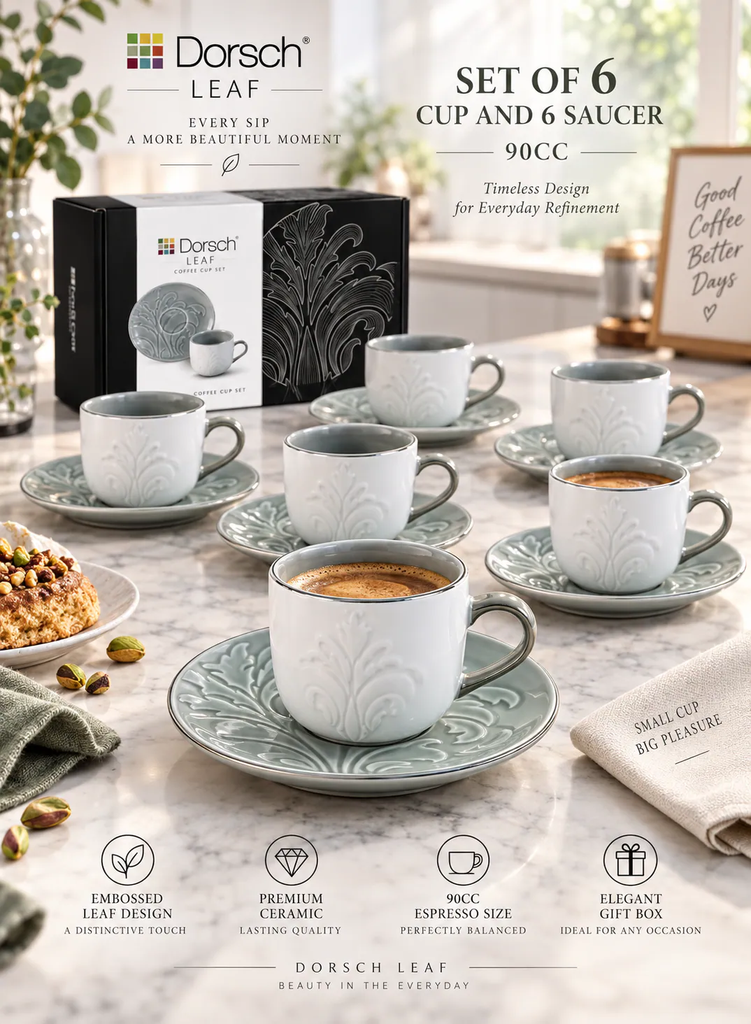 Dorsch Coffee Cups – Leaf Olive  (12 pcs) 2