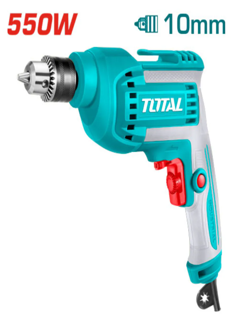 TOTAL 550W Industrial Electric Drill 10mm – Variable Speed Drill with Forward/Reverse Switch