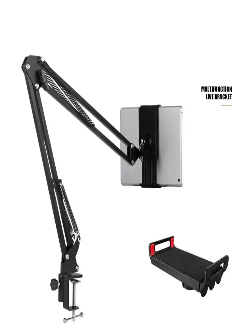1PC Smartphone Holder Stand – Overhead Scissor Boom Arm with 360° Adjustable Clamp Mount for Desk