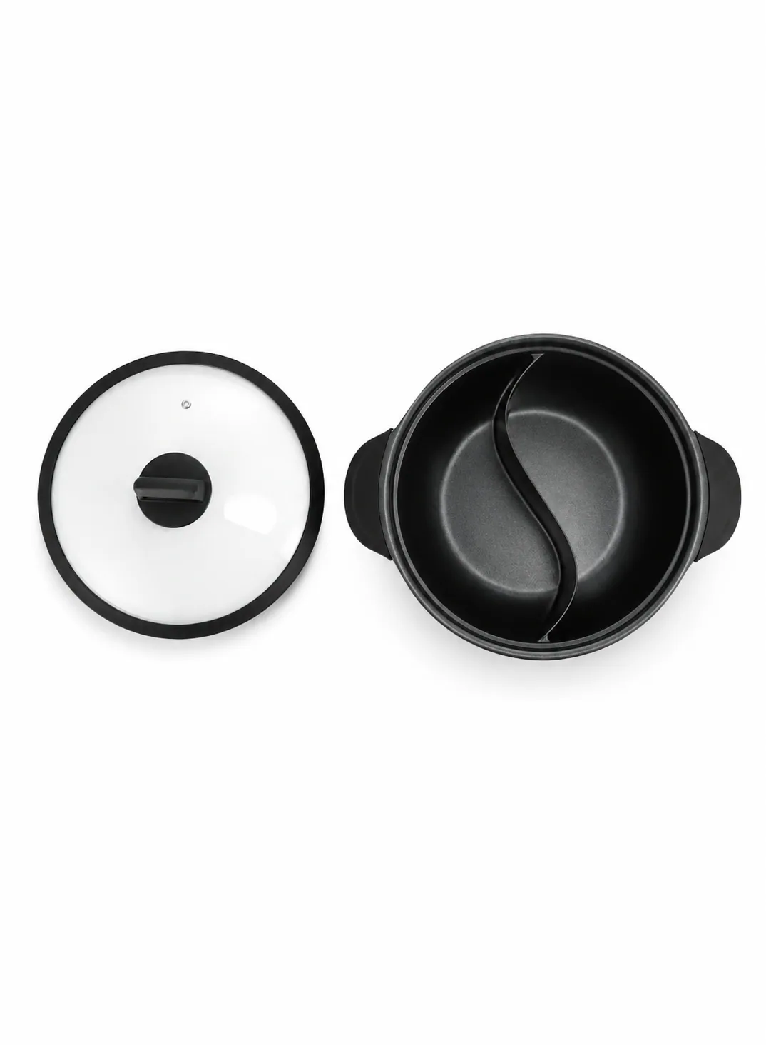 Köklo 30 cm Divided Cooking Pot with Silicone Glass Lid | Premium Non-Stick 5