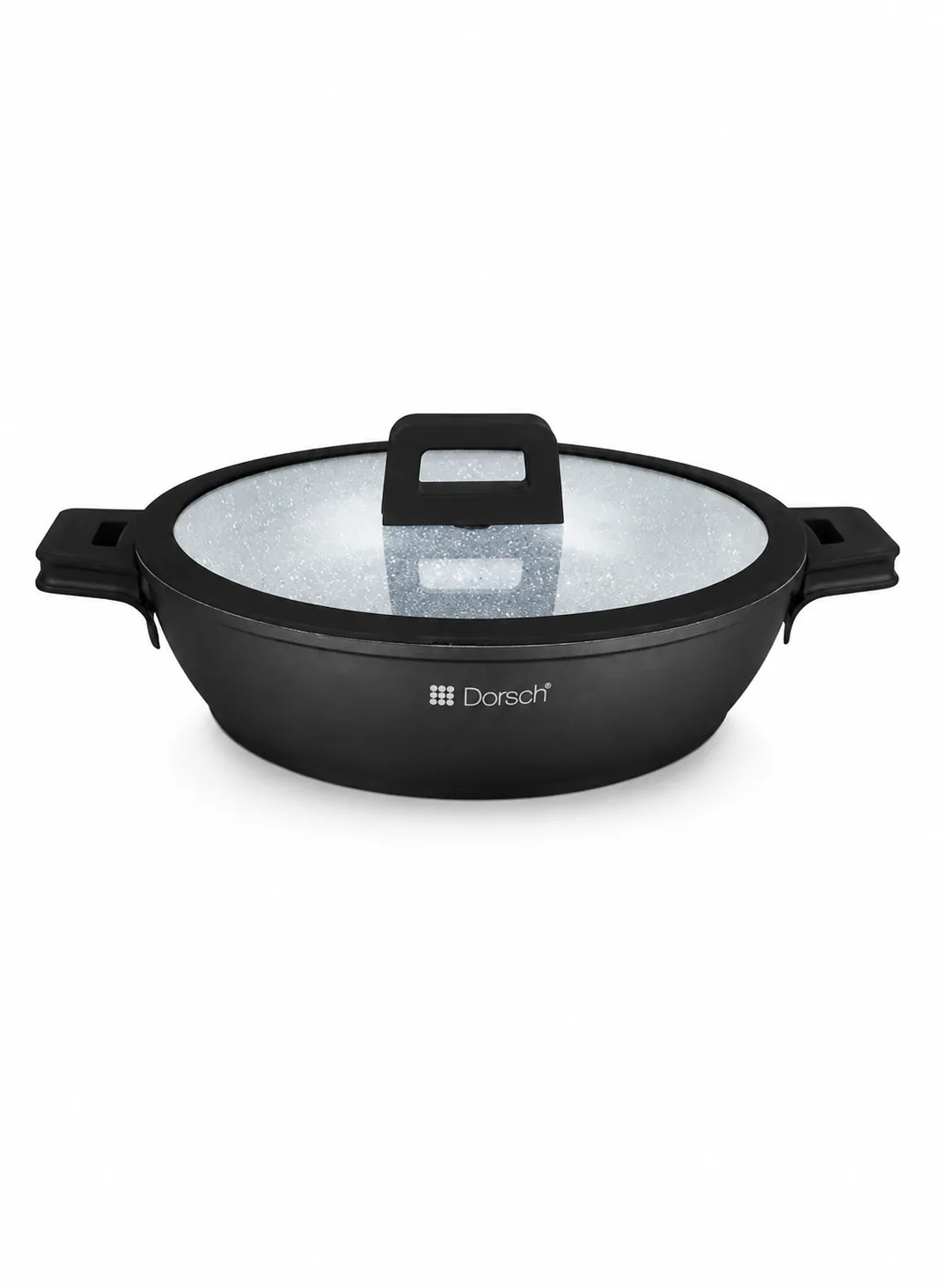 Dorsch Low Casserole Ø28cm | Marble Ceramic Non-Stick with Glass Lid