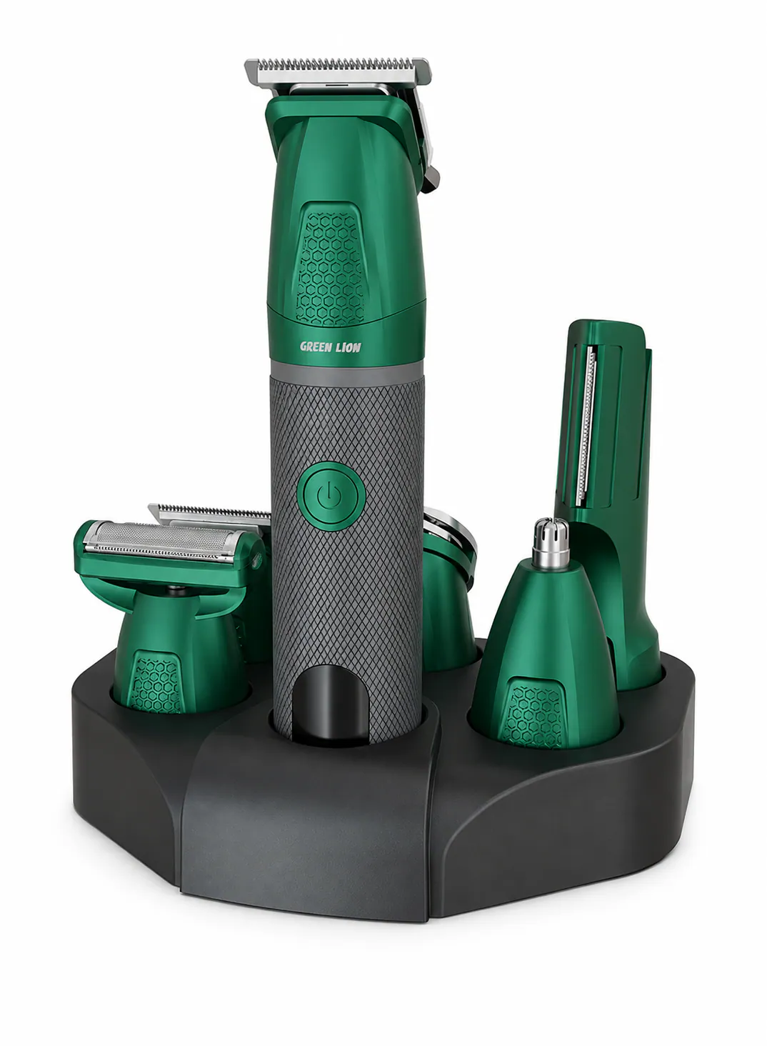 Green Lion Style Pro 6-in-1 Grooming Kit with 6 Trimmer Heads, 6800RPM Motor & 180-Min Runtime – Green