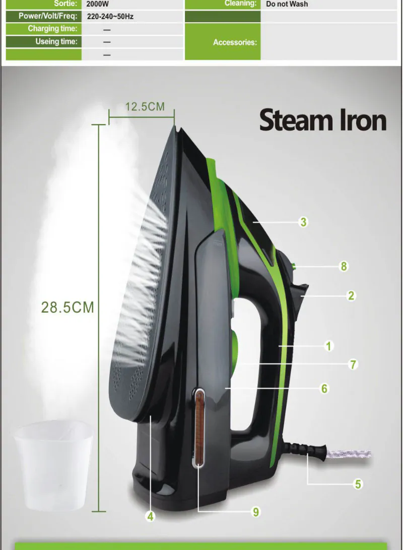 DSP KD1004 Steam Iron 2000W – Adjustable Steam Iron with Steam Burst, Self-Cleaning & Vertical Spray 7