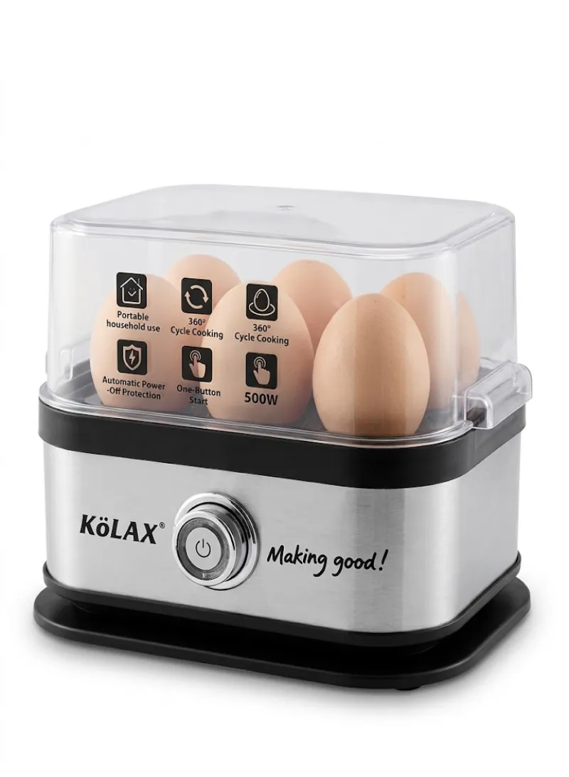 KÖLAX 200W Egg Cooker – 6 Egg Capacity Stainless Steel