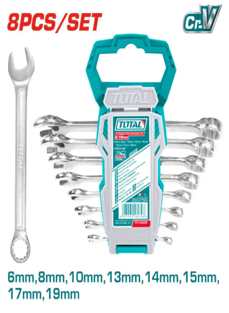 TOTAL 8-Piece Combination Spanner Set – 6–19mm