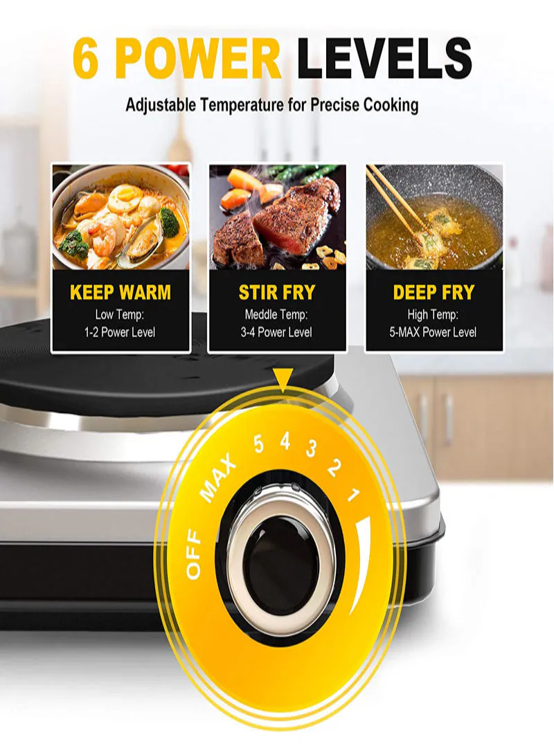 DSP KD4050 Double Burner Electric Hot Plate – Portable Stainless Steel Stove with Adjustable Temperature 5