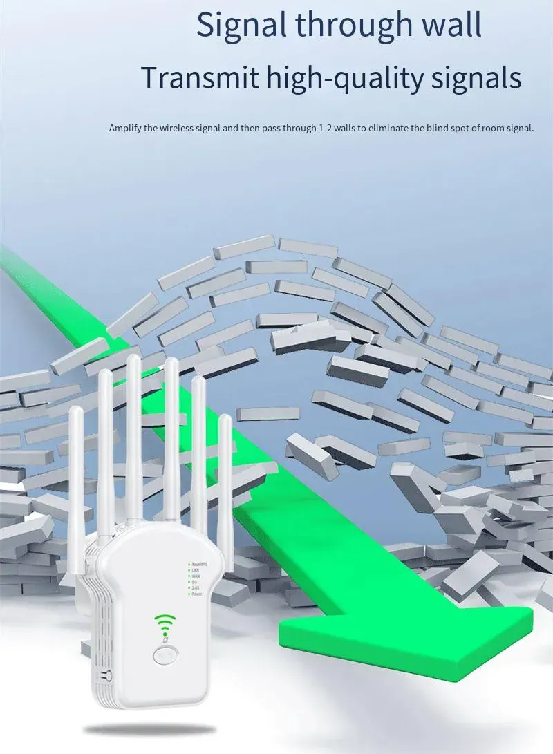 مقوي شبكة WiFi U13 بسرعة 300Mbps – راوتر ومكرر إشارة 3 في 1 مع 6 أنتينا وقابس EU 6