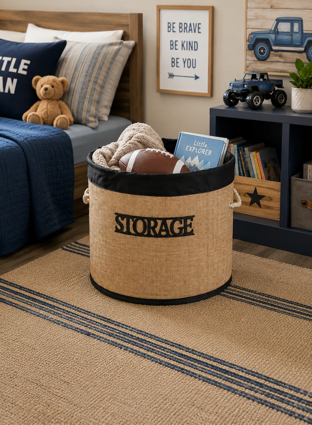 Bamboo Storage Basket 35×30cm – Round Woven Organizer Basket with Handles