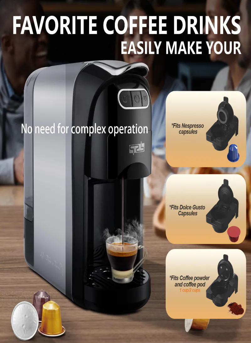 DSP KA3118 3-in-1 Capsule Coffee Machine – 20 Bar Semi-Automatic Portable Coffee Maker with 1.5L Water Tank 4