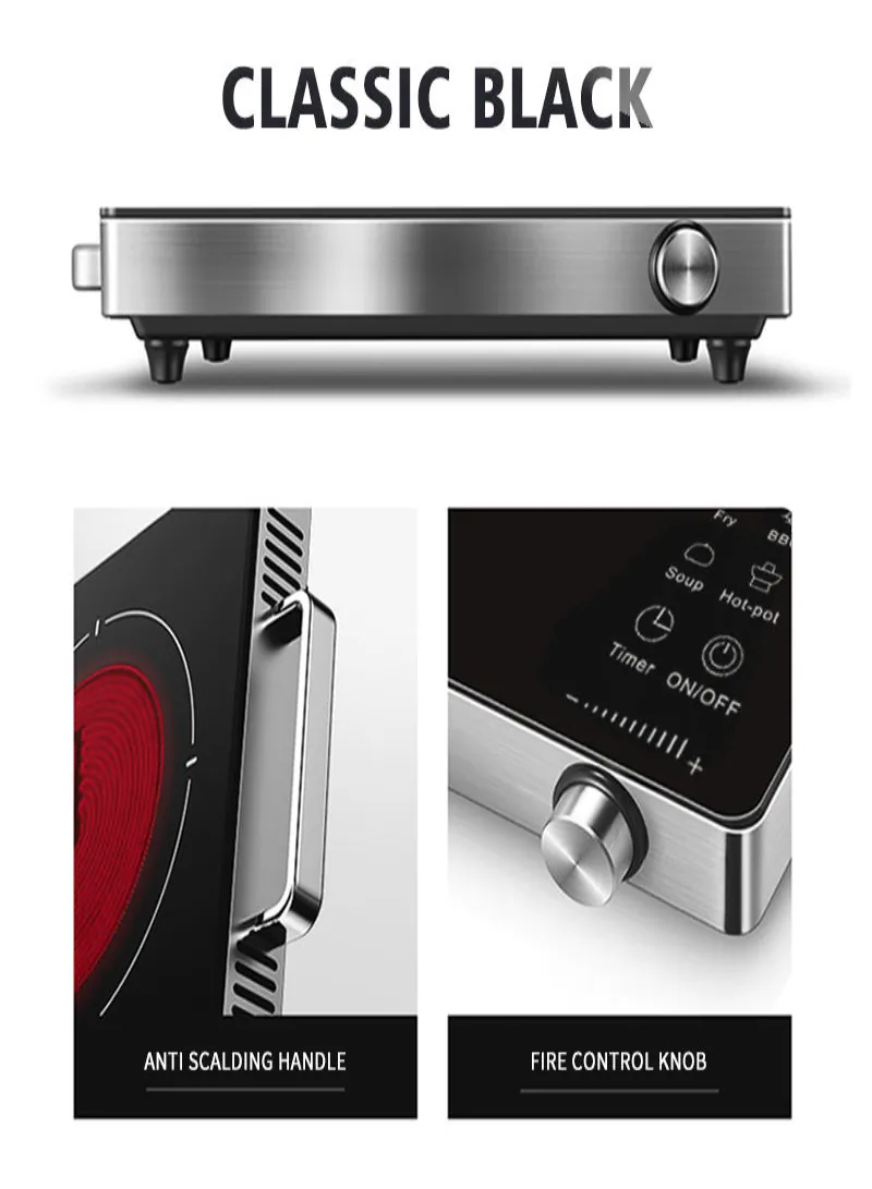 DSP KD5052 2000W Infrared Cooker – Dual Burner Cooker with LED Display, 3-Hour Timer & Touch Sliding Control 4