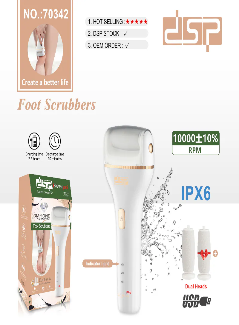 DSP HyperSole 10000RPM Turbo Foot Scrubber – Waterproof Electric Foot Grinder with LED & 2-Speed Modes 5