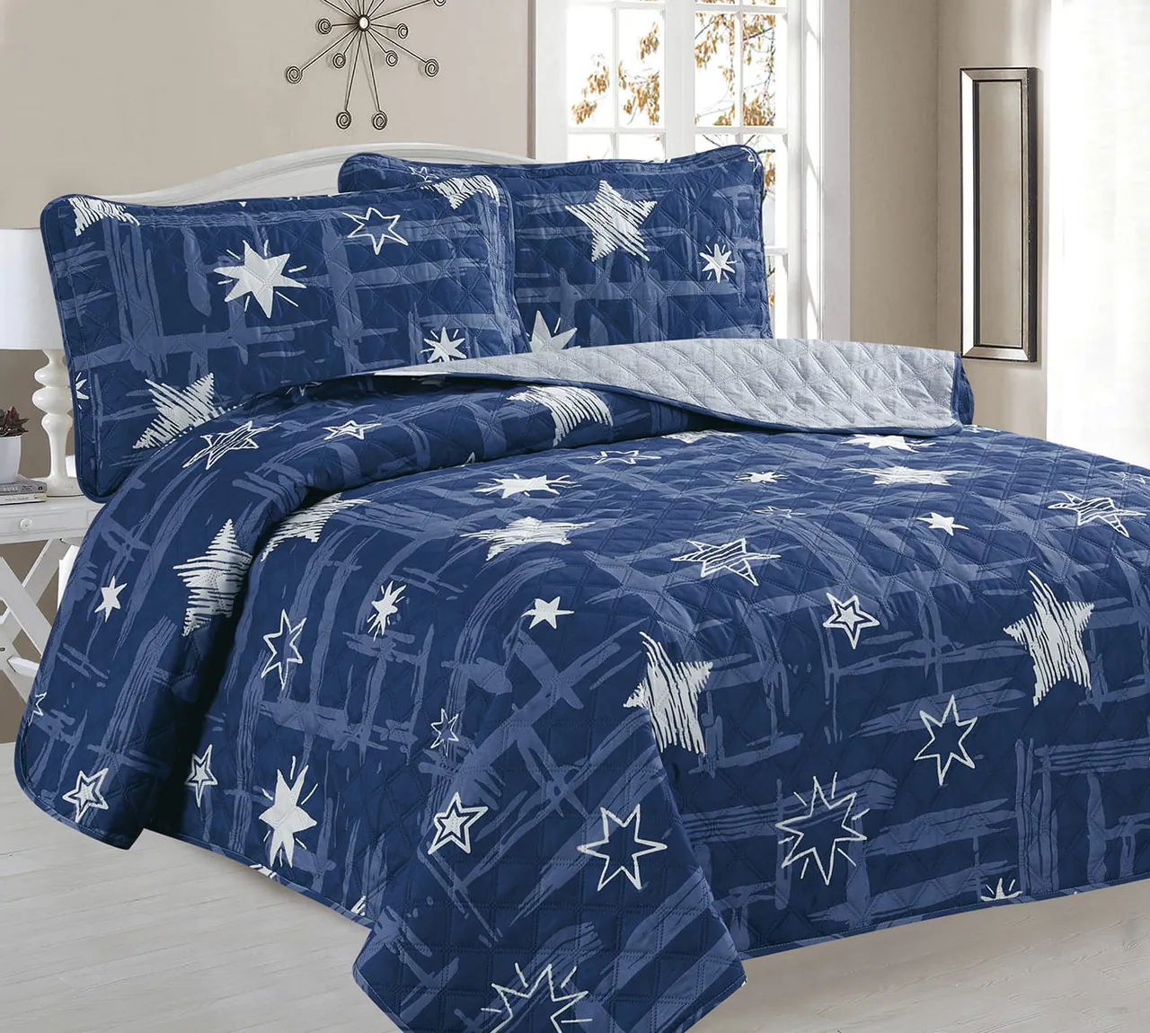  SINGLE - Luxury Quilted Bedspread Set – Soft Modern Comforter Cover-5