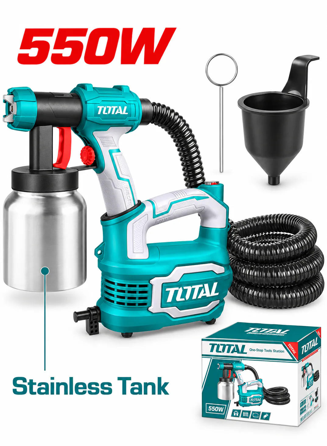  TOTAL Electric Shoulder Paint Spray Gun – 500W, 800ml