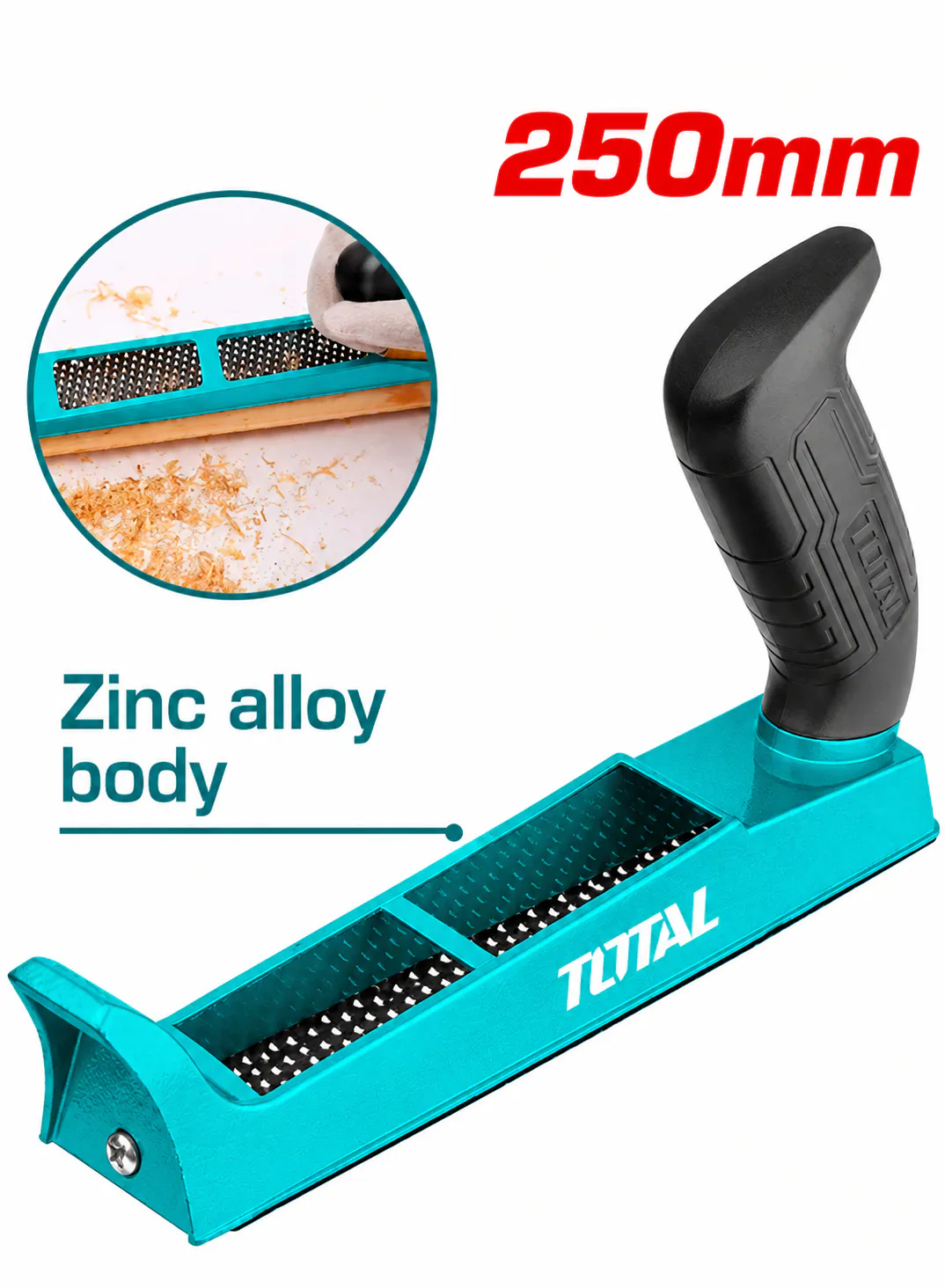 TOTAL 10" (250mm) Drywall Rasp Plane – Zinc Alloy Body – Heavy-Duty Gypsum Board Edge Planer – Ergonomic Non-Slip Handle