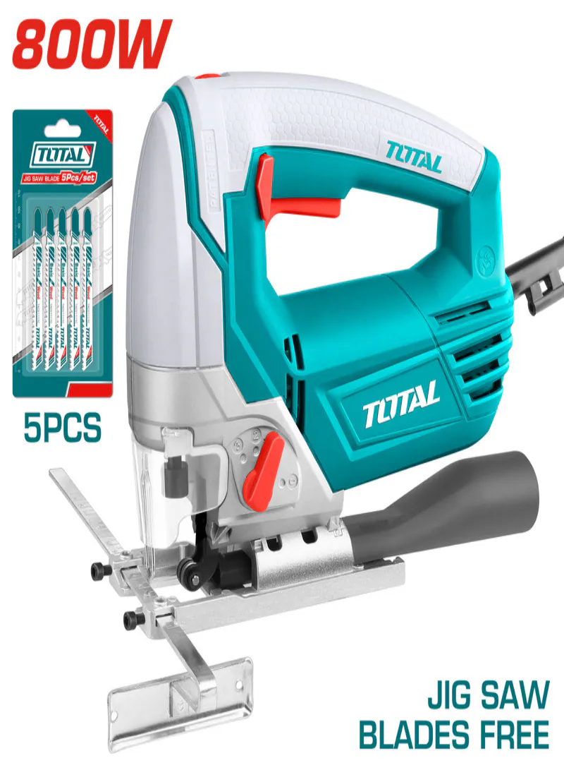 TOTAL 800W Industrial Variable-Speed Electric Jigsaw with Aluminium Base