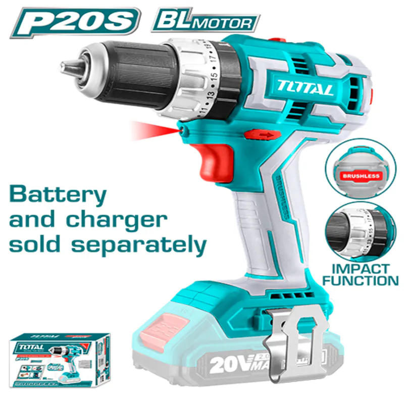 Total 20V Brushless Cordless Impact Drill (Tool Only) – Industrial