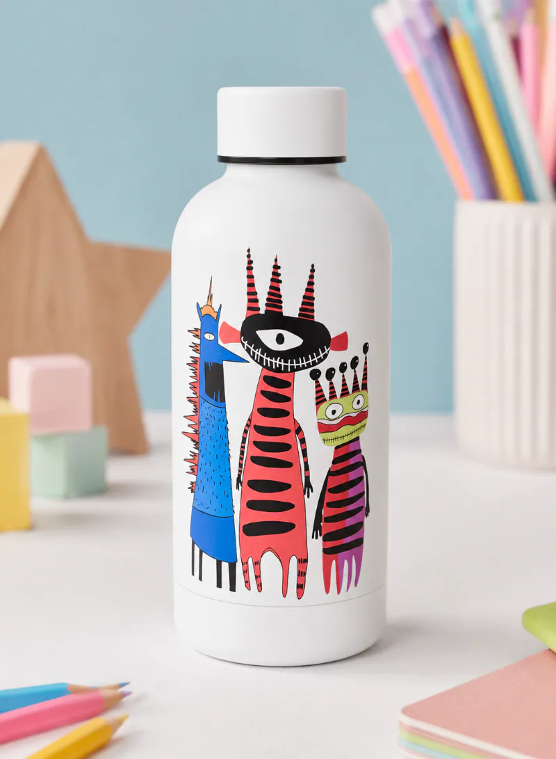 Stainless Steel Insulated Water Bottle – Artistic Character Design Thermal Flask for Hot & Cold Drinks