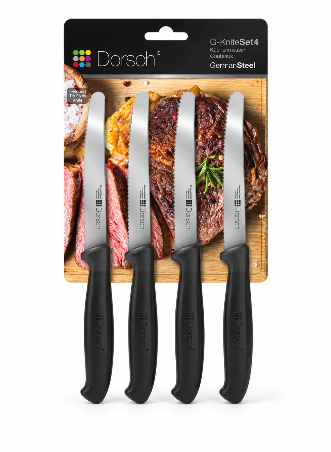 Dorsch Sharp Steak Knife Set – 4 Pieces | Premium Stainless Steel ( black)